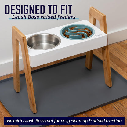 Leash Boss Slow Feeder Dog Bowls - 2 Cup, Puzzle Dog Food Bowl with Feeder Holes, Fits into Elevated Pet Feeders, Slow Eating for Large, Medium & Small Sized Breeds, Blue