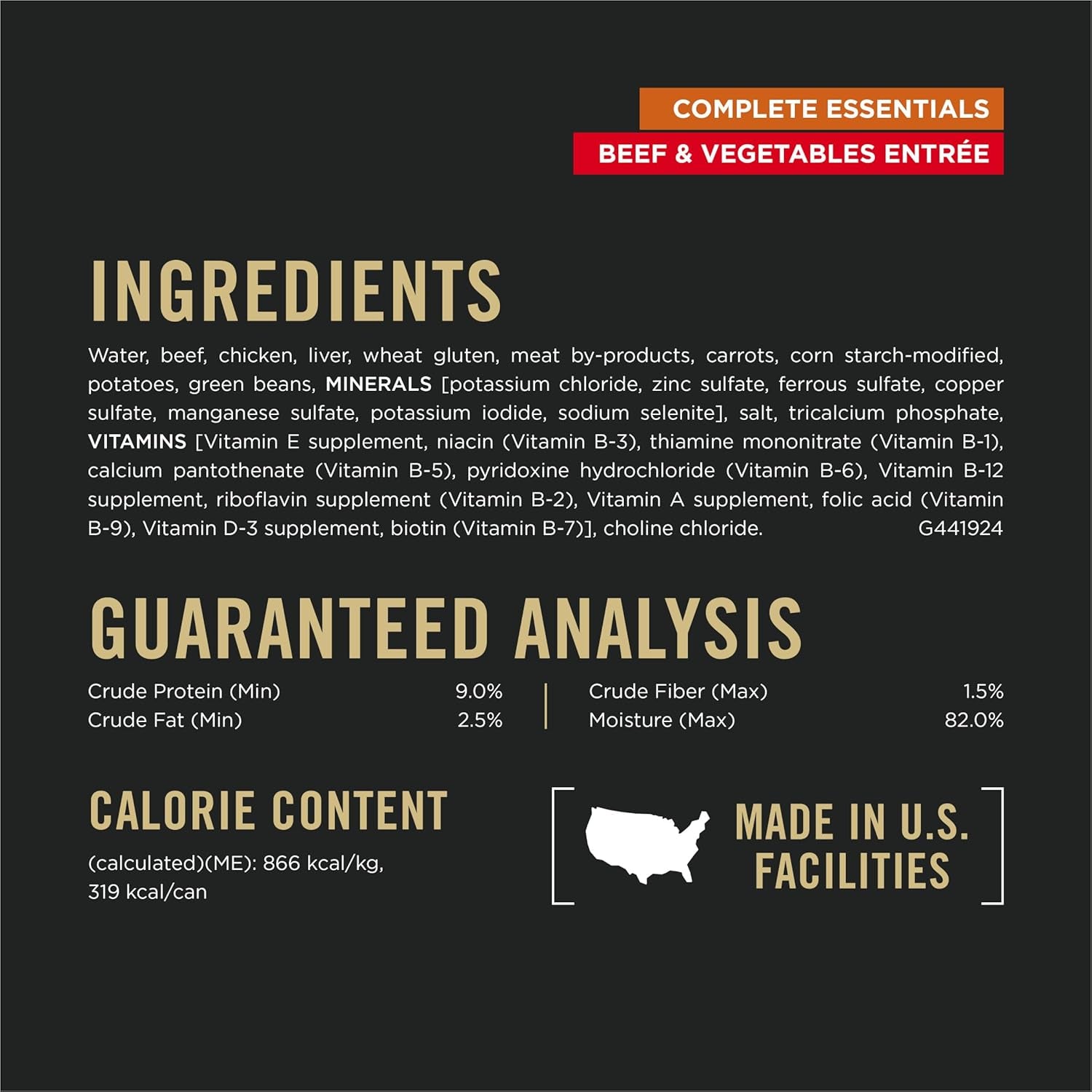 Purina Pro Plan Complete Essentials, Beef and Vegetables Entree in Wet Dog Food Gravy - (Pack of 12) 13 Oz. Cans