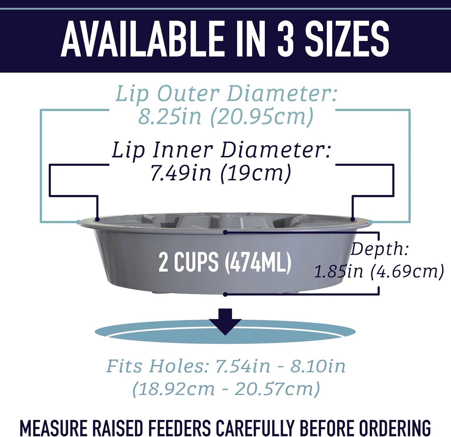 Leash Boss Slow Feeder Dog Bowls - 2 Cup, Puzzle Dog Food Bowl with Feeder Holes, Fits into Elevated Pet Feeders, Slow Eating for Large, Medium & Small Sized Breeds, Blue