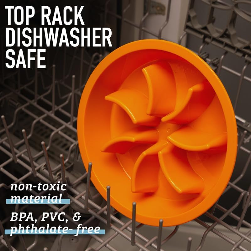 Leash Boss Slow Feeder Dog Bowls - 2 Cup, Puzzle Dog Food Bowl with Feeder Holes, Fits into Elevated Pet Feeders, Slow Eating for Large, Medium & Small Sized Breeds, Blue